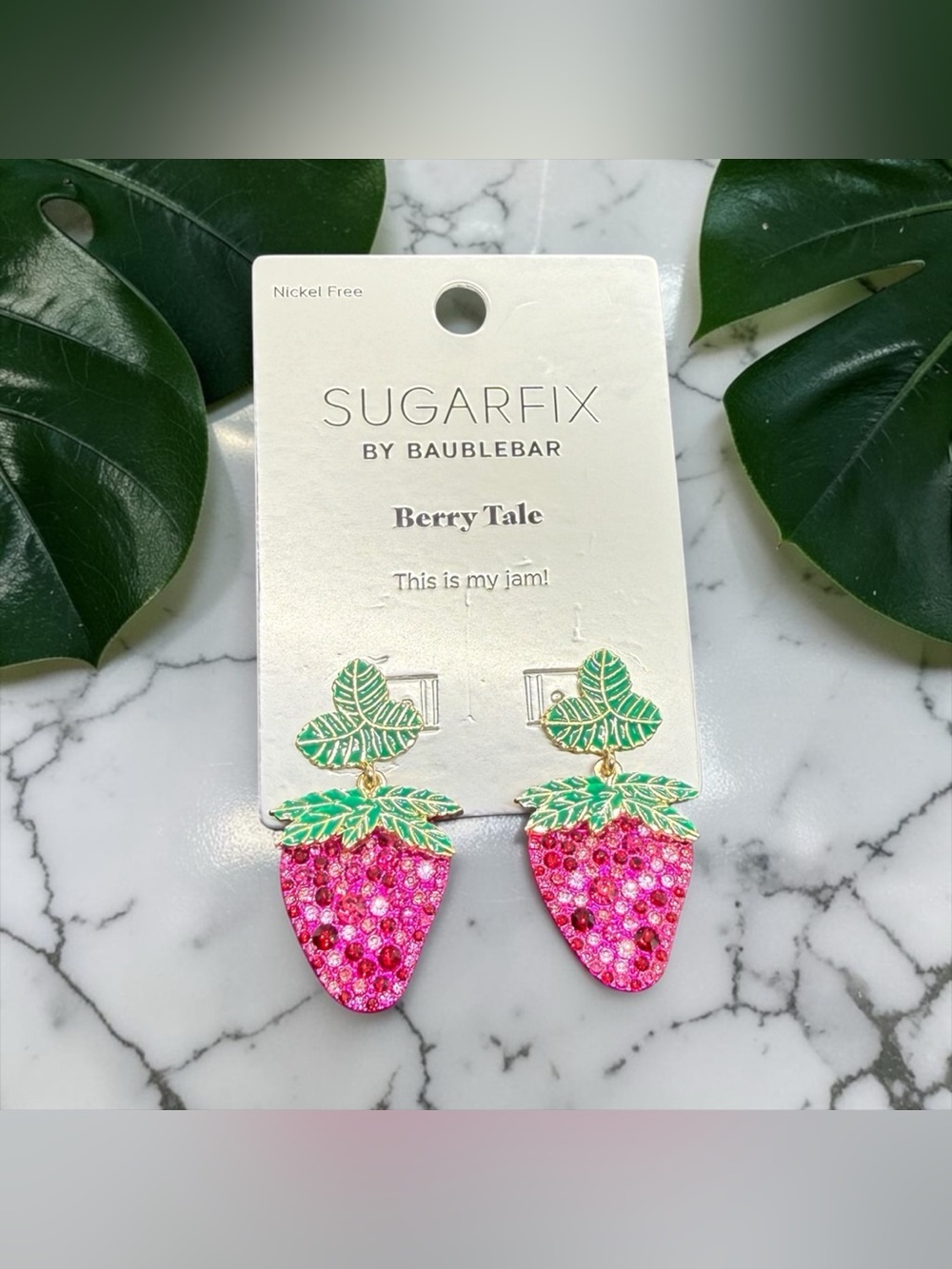 🍓SUGARFIX BY BAUBLEBAR🍓”Berry Tale”Pink Strawberry Drop Earrings/NIP